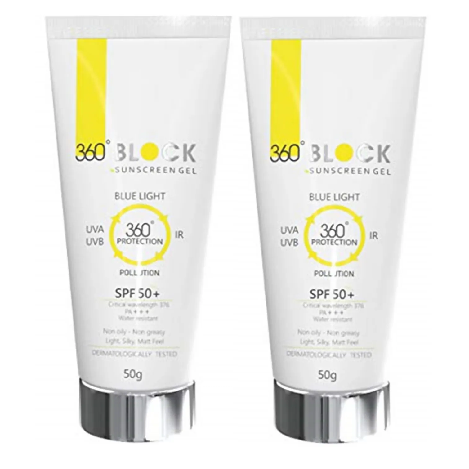 360 Block Sunscreen Gel SPF 50  - Protects From UVA,UVB