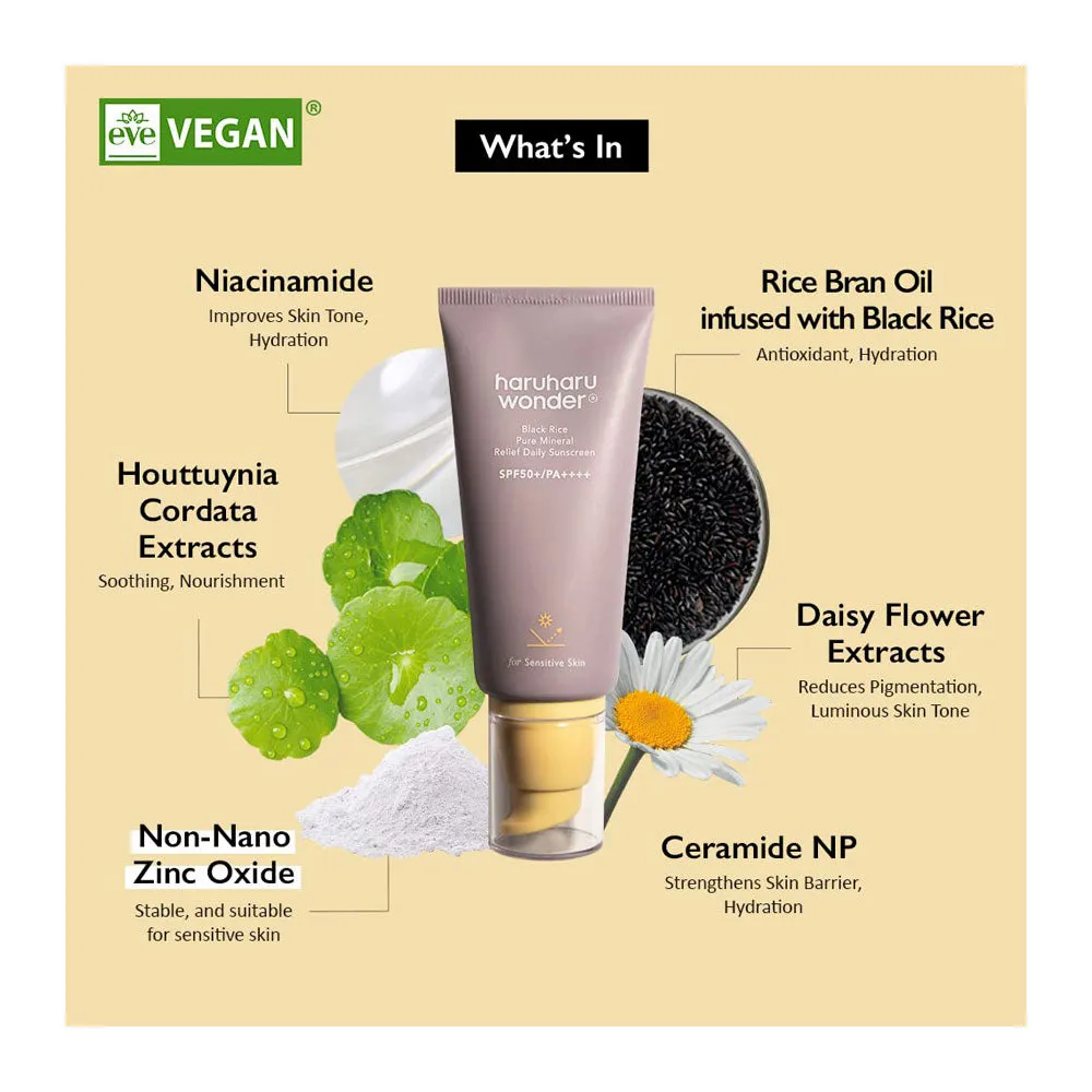 Black Rice Pure Mineral Relief Daily Sunscreen SPF 50  PA     