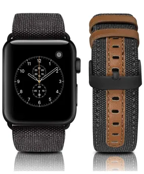 Canvas Leather Lined Band For Apple Watch Multiple Colors Available