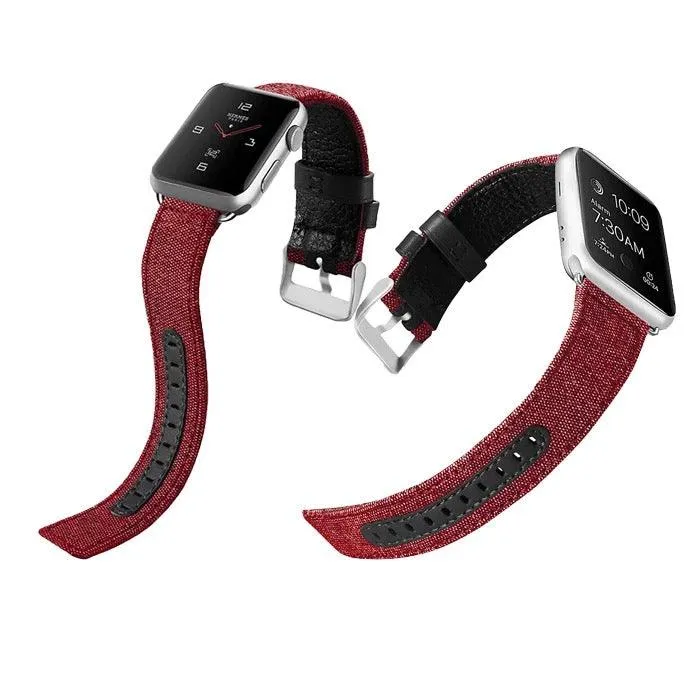 Canvas Leather Lined Band For Apple Watch Multiple Colors Available