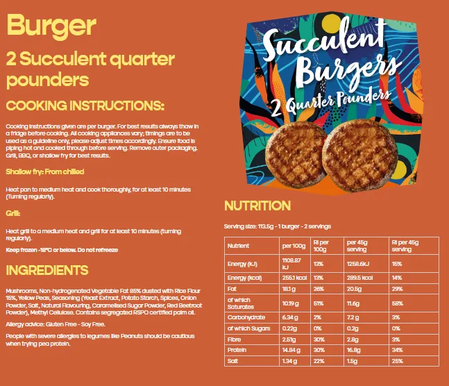 Hooba Succulent Burgers Two Quarter Pounders 227g