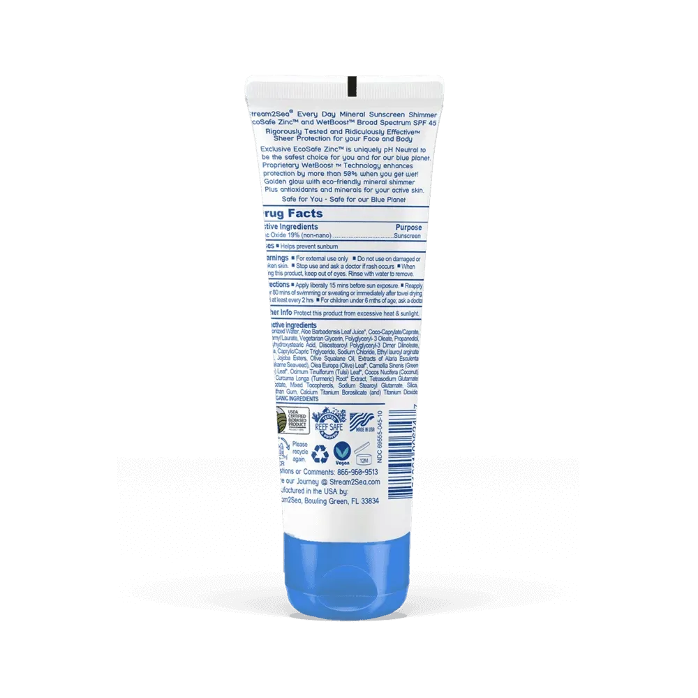 Stream2Sea Every Day Shimmer 2.5 oz SPF 45 Sunscreen