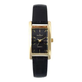 Women's 34x20mm Contour Dress Watch Black Leather Strap